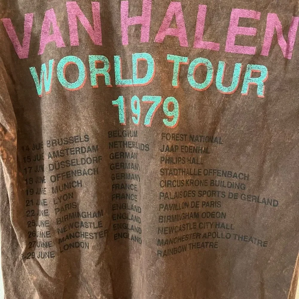 NWOT Van Halen 1979 World Tour Distressed Tee‎ Shirt Unisex Medium